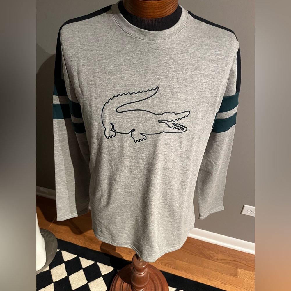 NWT men’s Lacoste sleepwear. Size medium.  Gray/blue/green cotton/polyester top